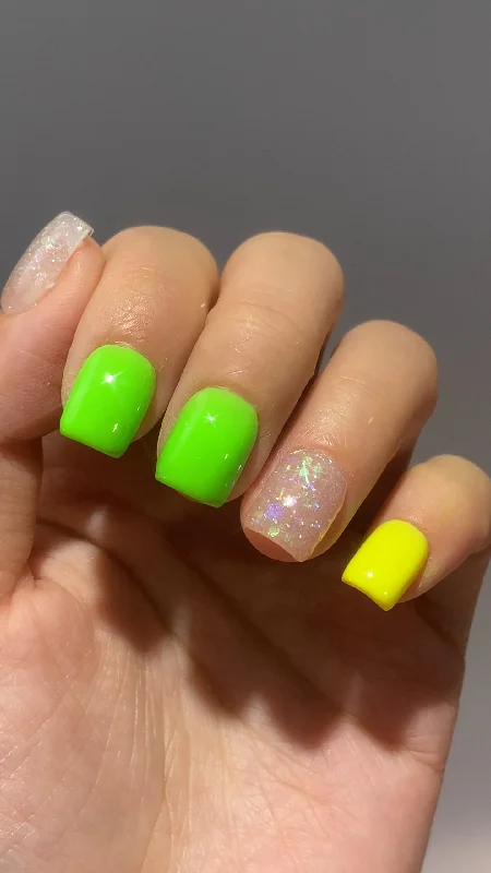 nail repair for daily wear-Vibrant Green & Yellow Opal