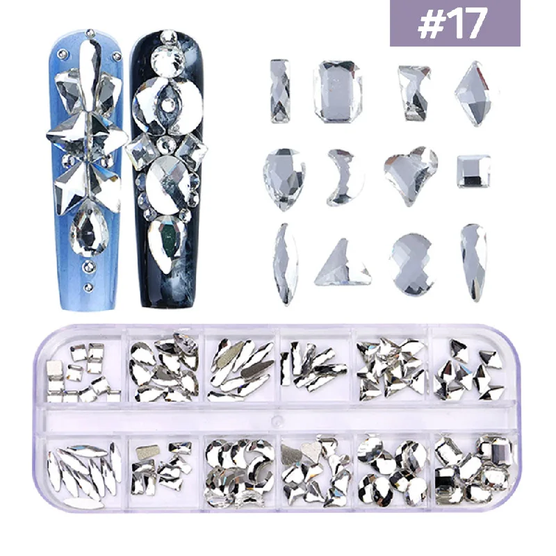 Nail rhinestone one-of-a-kind-12 Grids Flatback Rhinestones RB-17 Clear