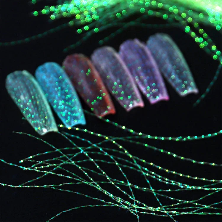 Nail art decoration bird-Glitter Laser Nail Fluorescent Thread Silk Line Sticker  Flash Luminous Color Fiber Glass for DIY Nails Art Silk Nail Decoration