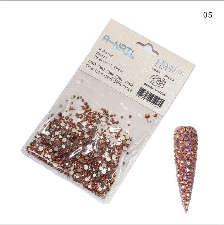 Nail rhinestone step-by-step-1720pcs Flat Bottom Rhinestone Nail Art