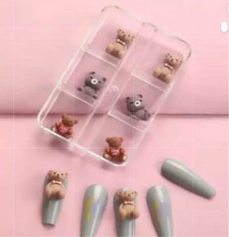 Nail rhinestone sophisticated nails-Baby bear plastic charm