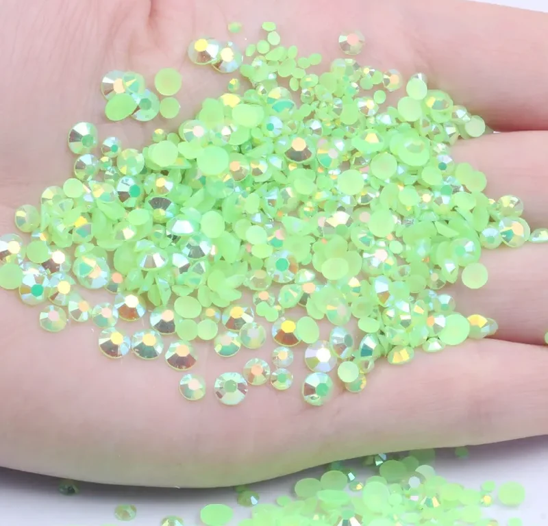 Nail rhinestone modern twist-Neon Green - AB Jelly Rhinestones