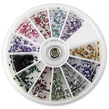 Nail rhinestone unique styles-Color Mix Rhinestones Moons Nail Wheel Tray