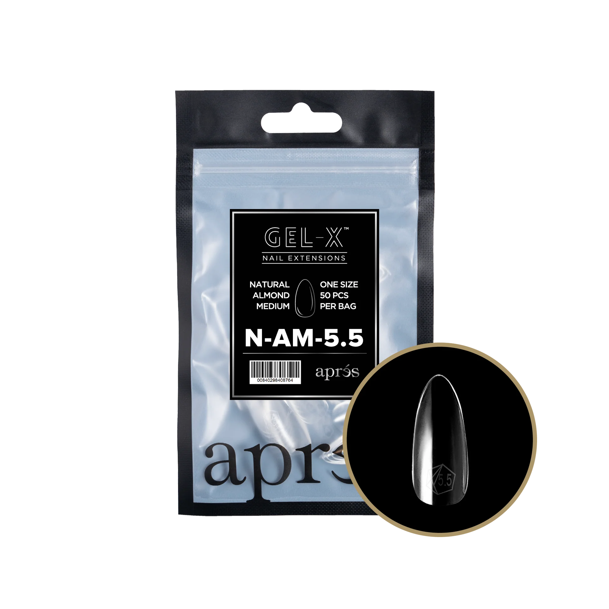 nail repair with nail repair protective gel-APRES TIP BAG - 5.5 - NATURAL ALMOND MEDIUM