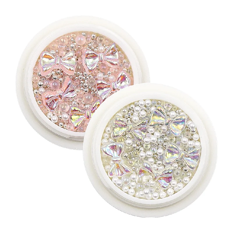 Nail rhinestone magical touch-Ribbon & Pearls Embellishment (2 pots)