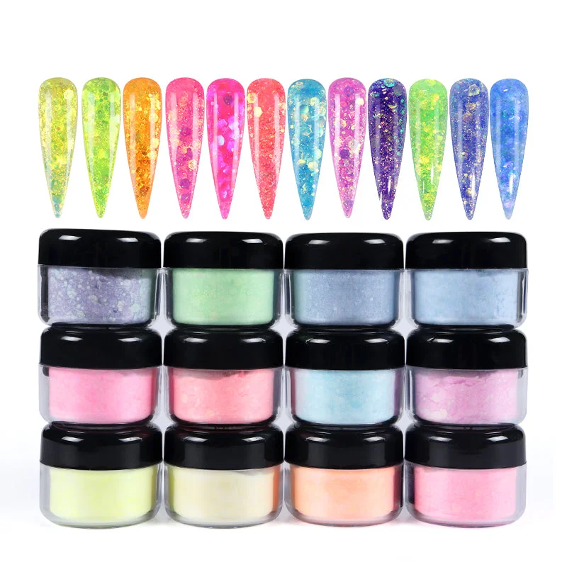 Nail art decoration insect-15g Acrylic Powder Mixed Chunky Glitter Nails Extension Carving Mermaid Hexagon Sequins Bulk Dust Professional For Nail Supplies