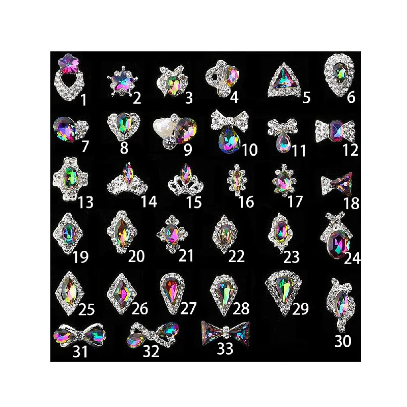 Nail rhinestone swirl patterns-Colorful DIY Nail Art Decor Manicure Alloy Rhinestones Flower Clown Charms For 3D Nail Art Decorations