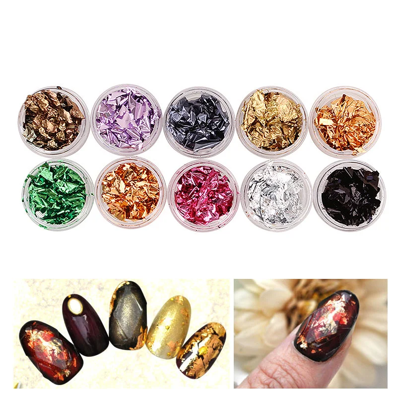 Nail art decoration deals-10 Box Aluminum Foil Glitter Nail Art UV Gel Polish Nail Decoration Tool 2361