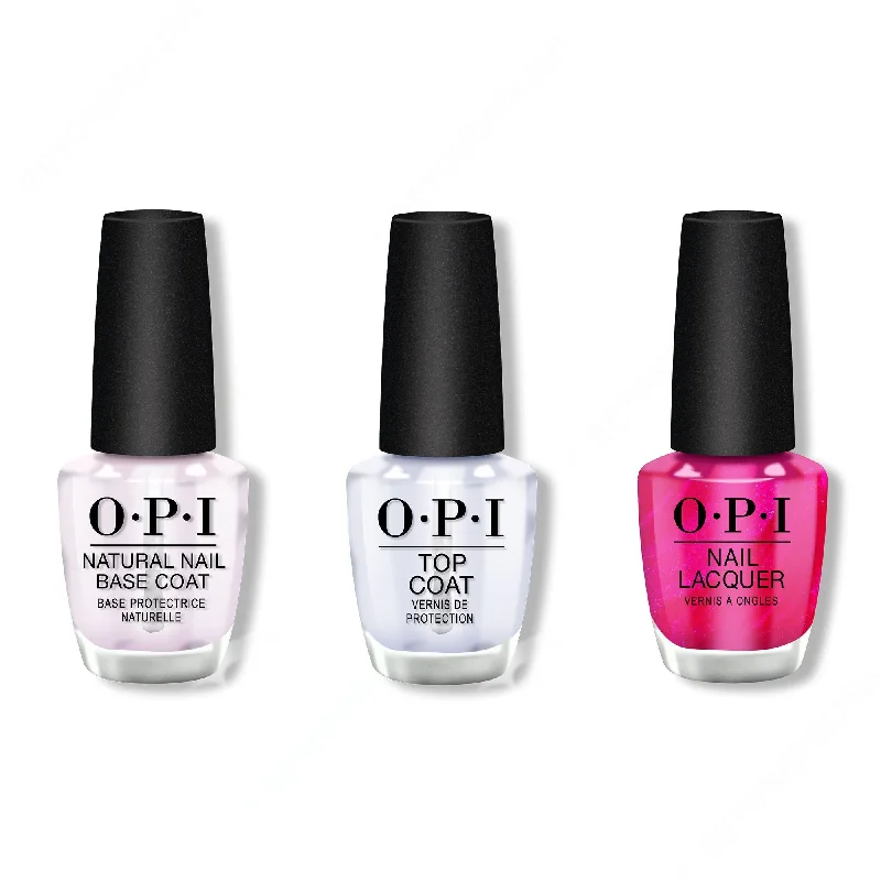 nail polish olive green-OPI - Nail Lacquer Combo - Base, Top & Flashbulb Fuchsia 0.5 oz - #NLB31