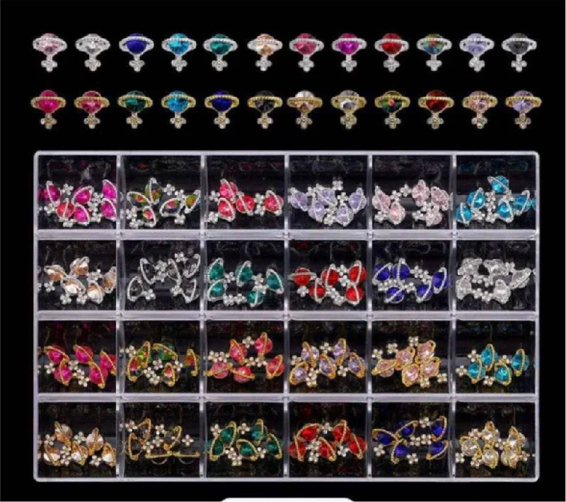 Nail rhinestone creative ideas-Planet zirconia charms