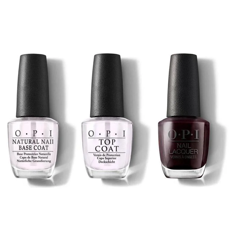 nail polish red carpet looks-OPI - Nail Lacquer Combo - Base, Top & Midnight in Moscow 0.5 oz - #NLR59