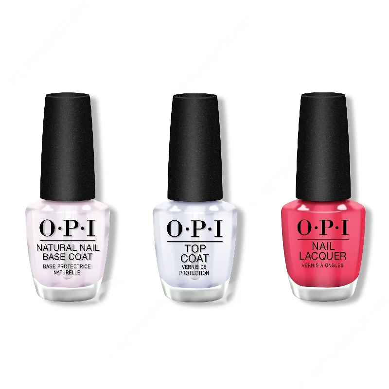 nail polish subscription boxes-OPI - Nail Lacquer Combo - Base, Top & Strawberry Margarita 0.5 oz - #NLM23