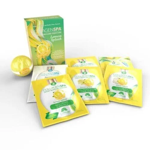 nail repair with nail repair base coat-Lapalm Collagen Spa Manicure Pedicure Kit - Lemon Splash (12 Kits)