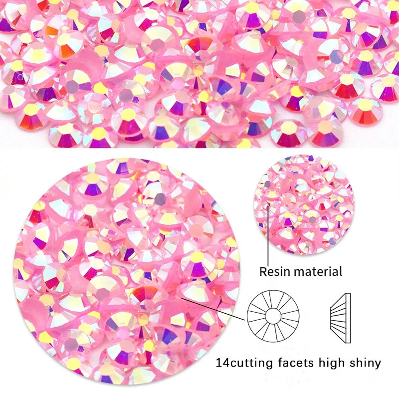 Nail rhinestone rural charm-Yantuo 2mm 3mm 4mm 5mm 6mm Wholesale Bulk Package Non Hot Fix Strass Flatback Crystal Stones Jelly Resin Rhinestones Pink AB