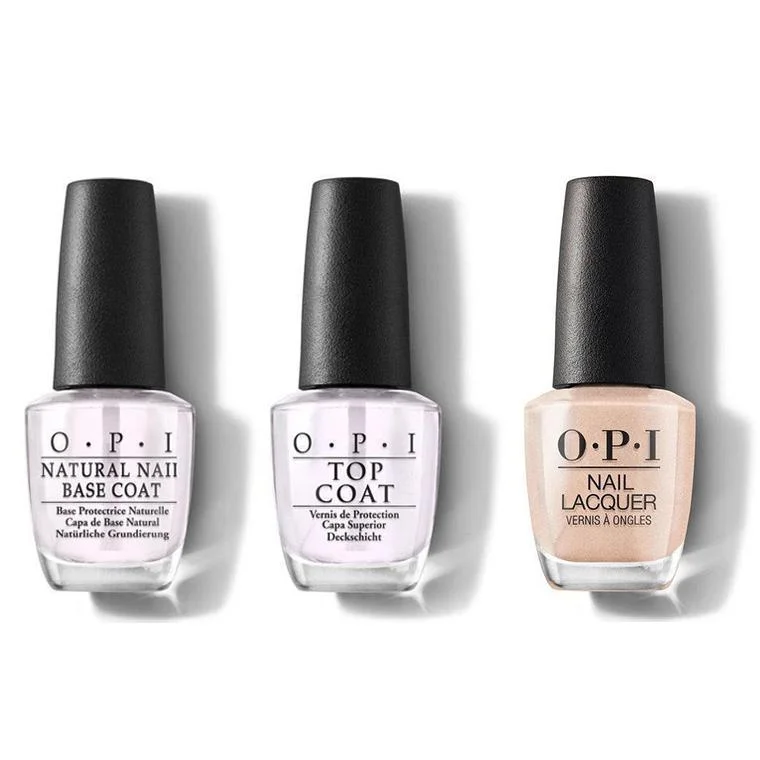 nail polish satin finish-OPI - Nail Lacquer Combo - Base, Top & Pretty in Pearl 0.5 oz - #NLE95