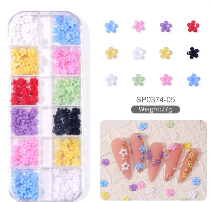 Nail rhinestone glamorous touch-Resin flowers nail art