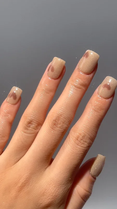 nail repair for teens dance-Heart Flipped Champagne