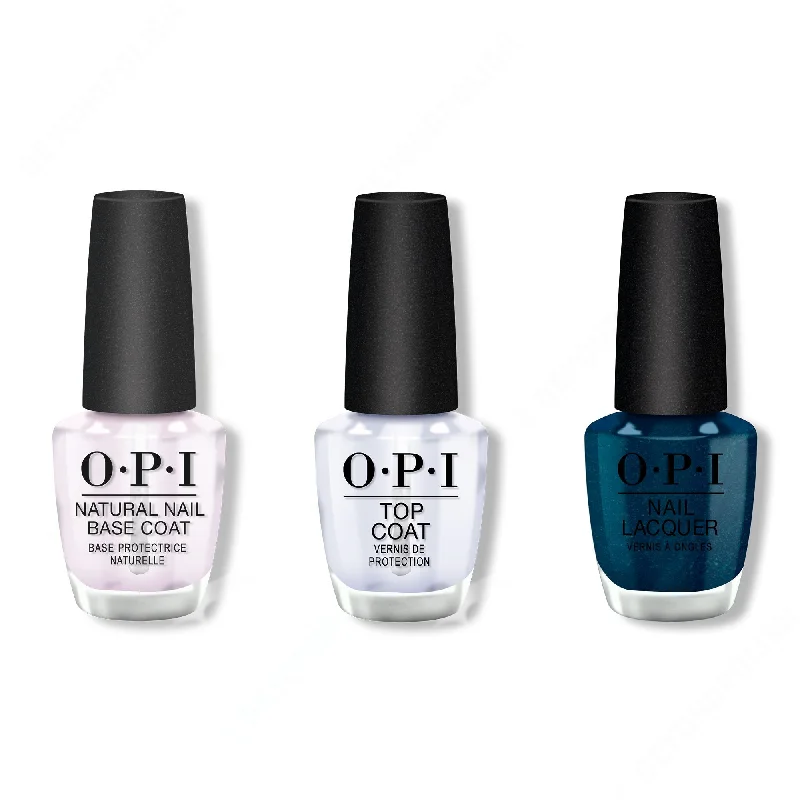 nail polish swatches-OPI - Nail Lacquer Combo - Base, Top & Nessie Plays Hide & Sea-k 0.5 oz - #NLU19