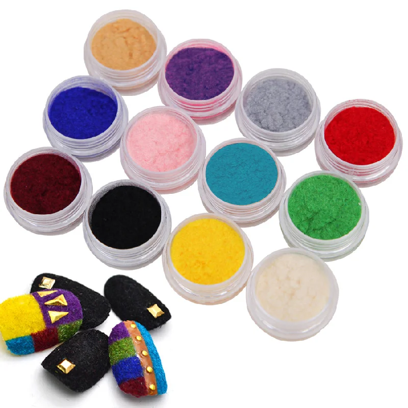 Nail art decoration best-12 Color Nail Art Powder Pigment Flocking Velvet Set 1477