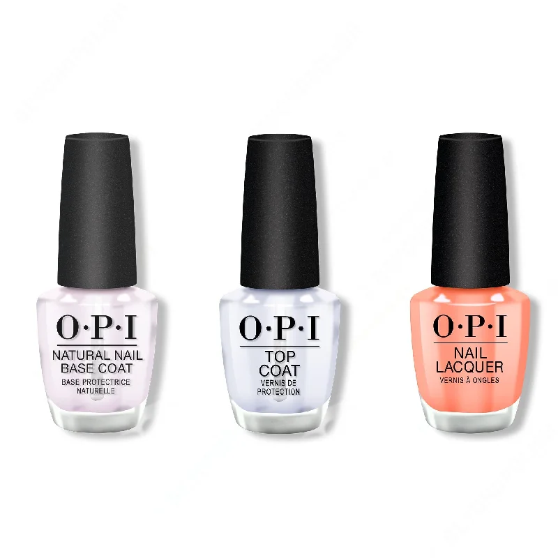 nail polish slate blue-OPI - Nail Lacquer Combo - Base, Top & Freedom of Peach 0.5 oz - #NLW59