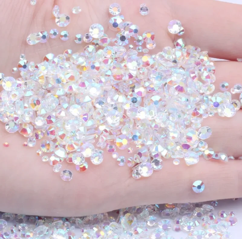 Nail rhinestone time-saving tips-Transparent AB Rhinestones