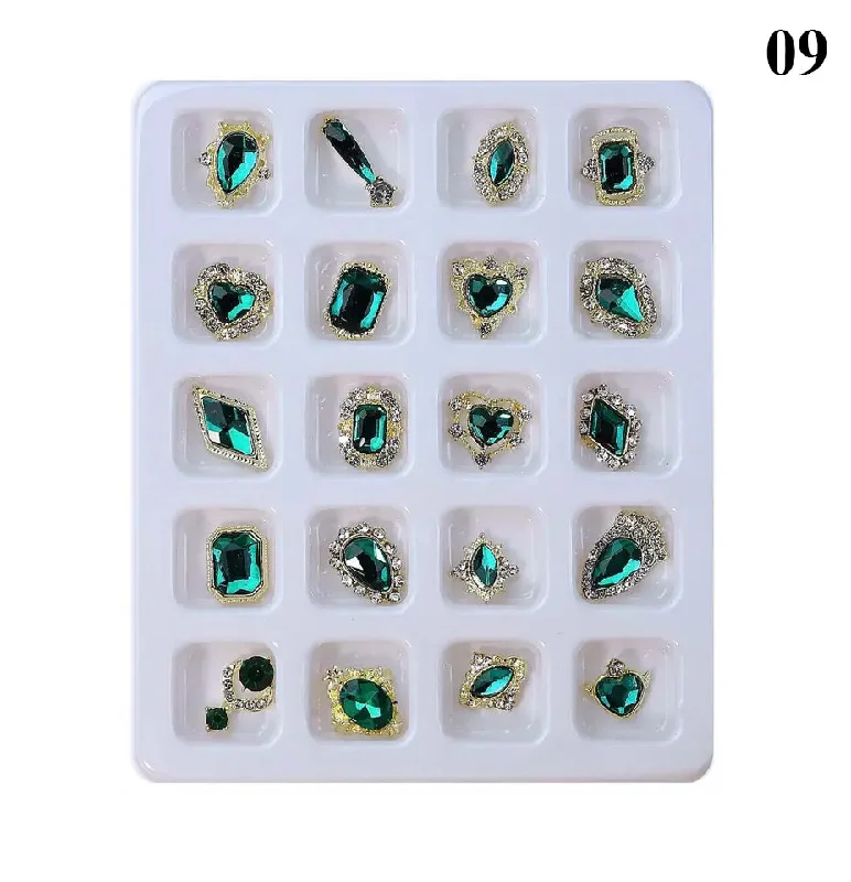 Nail rhinestone hip-hop flair-20Pcs Green 3D Nail Charms for Acrylic Nails