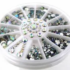 Nail rhinestone personalization-AB Crystal Rhinestones Nail Wheel Tray