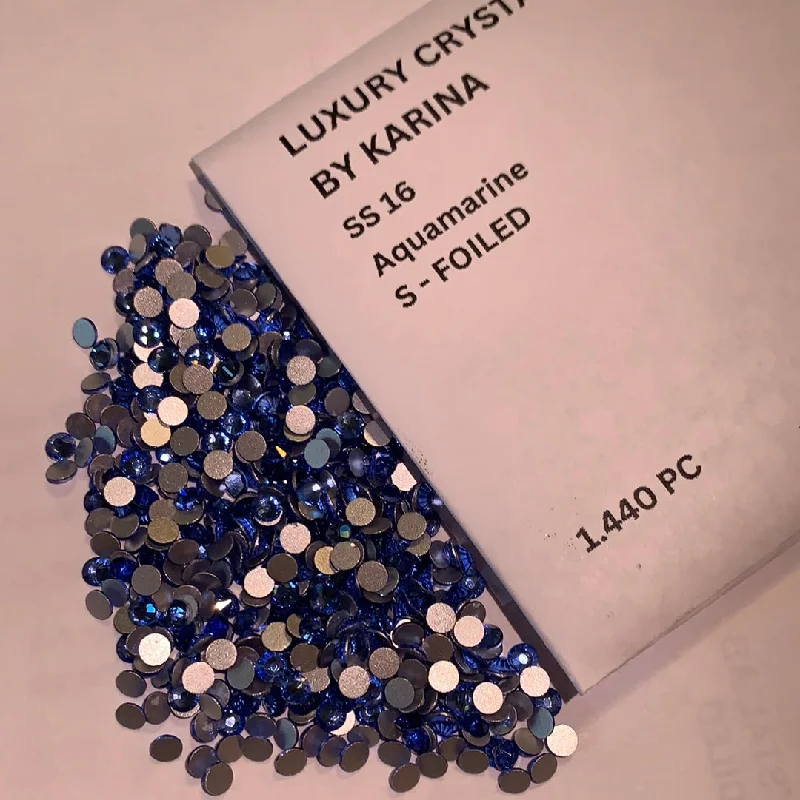 Nail rhinestone home use-Luxury crystals Aquamarine